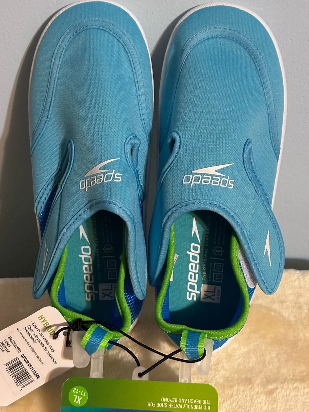 NEW Speedo Kids (Toddlers) Hybrid Water Shoes Boys XL 11 / 12 Blue/Turquoise